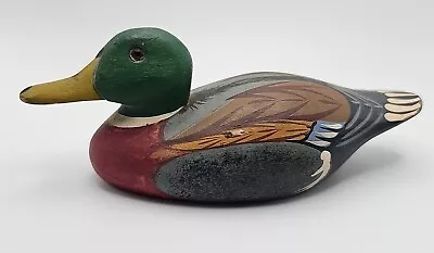 Beautiful Solid Painted Wood Mallard Duck ~6  Stamped • $25.46