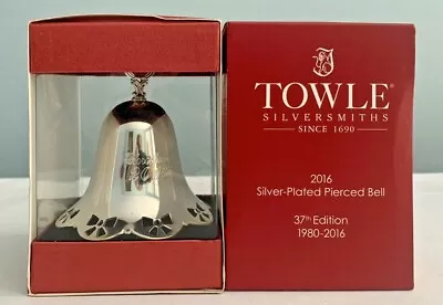 2016 TOWLE Silver Plate PIERCED BELL ORNAMENT BOW BORDER Christmas Tree • $14.99