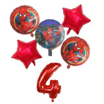 $4.99 • Buy Superhero Spiderman Balloons Bouquet 4th Birthday 6 Pcs - Party Supplies
