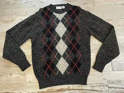 Bloomingdale's Men's Store 100% Wool Gray Argyle Diamond Sweater Men MED VINTAGE • $14.95