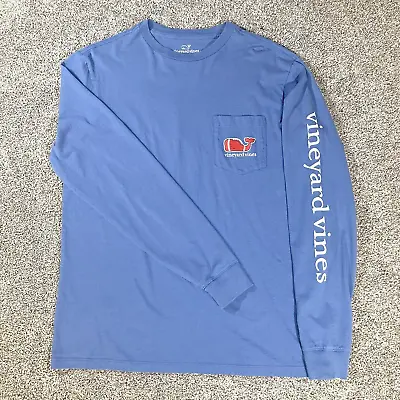 Vineyard Vines T-Shirt Men’s Small Navy Football Pocket Tee Whale Long Sleeve • $14.99