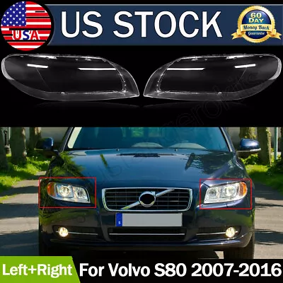 A Pair Fits Volvo S80 S80L 2007-2016 Headlight Lens Cover Clear Auto Light Shell • $148.06