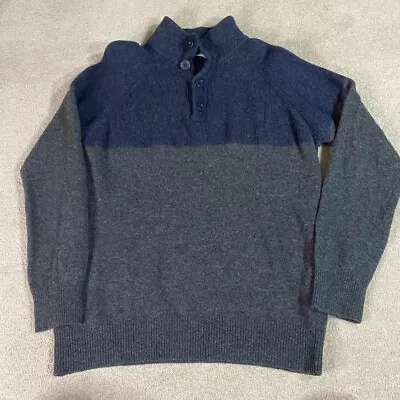 Country Road Jumper Mens Extra Large Grey Blue Sweater Wool Colllared Knit • $30.90