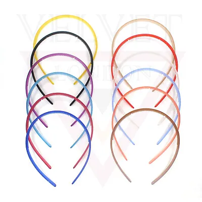 Plain Matte Hair Bands With Teeth Comb Frosted Hair Hoop HeadBand Girls Ladies • £3.95