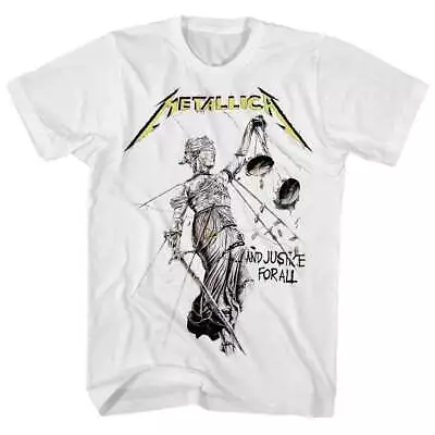 METALLICA And Justice For All White T-shirt Heavy Metal Tee Adult Size S-5XL • $18.99