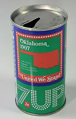 Vintage 7Up Soda Pop Can Straight Steel United We Stand States Oklahoma • $11.79