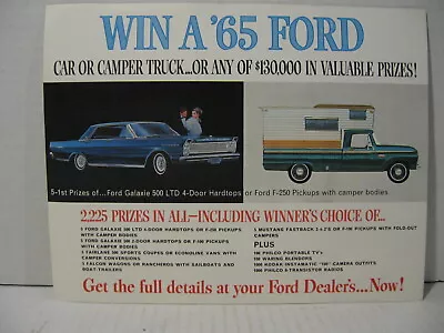 1965 Ford Advertising Flier Brochure Sweepstakes Mustang Falcon Galaxie Fairlane • $12.95