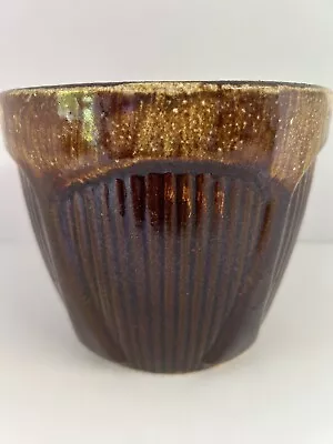 VTG Roseville Brown Drip Glaze Majolica Ceramic Pottery Planter Pot 5” X 6” EUC • $38