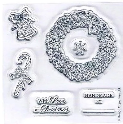 Papermania Rubber Stamp Set Of 6 With Love At Christmas Bell Wreath Handmade By • £0.99