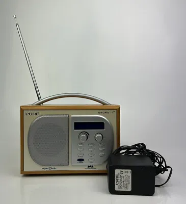 £24.95 • Buy Pure Evoke 1XT DAB Digital Radio Wooden Teak Case Original Power Supply