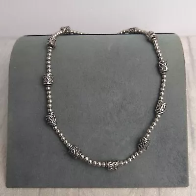 Silver Tone Metal Bead Necklace Unisex Y2k 90s Surf Indie Collar • £8.25