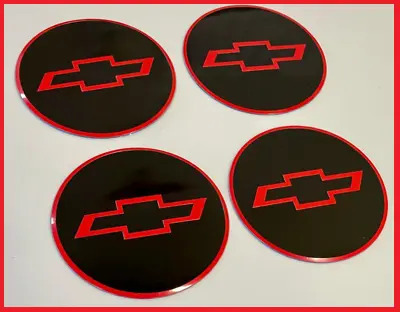 $21.99 • Buy 4pcs CHEVY Emblem Badge RALLY WHEEL CENTER HUB CAPS' LOGO STICKERS RED/BLACK