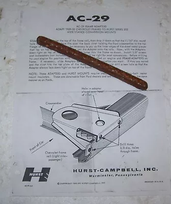 Hurst Frame Adapter Ac-29 Showing How To Use  In 29 To 32 Chevy • $8