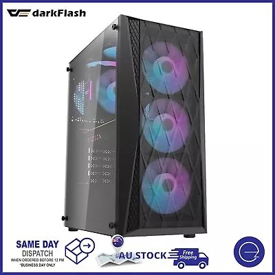 Darkflash Gaming PC Case Tempered Glass ATX Tower Computer Case With 4xARGB Fans • $89