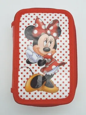 Disneyland Walt Disney World Minnie Mouse Deluxe Pencil Case Art Supplies Red • $22.49