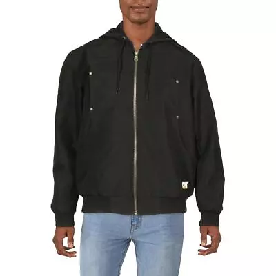 Caterpillar Mens Black Lightweight Hooded Windbreaker Jacket Coat S BHFO 7559 • $18.99