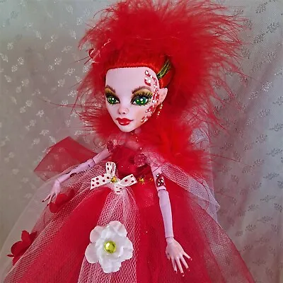 Holiday Desire OOAK Monster High Doll Custom Repainted Art Doll Stand Red Tulle • $45
