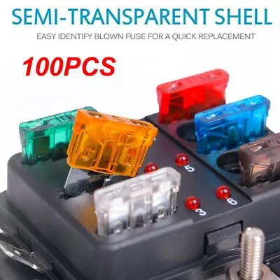 100pcs Standard Assorted Fuses  Medium Blade Fuse Assortment Auto Kit APM • $3.99