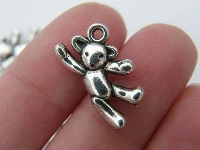 £2.30 • Buy 6 Teddy Bear Charms Antique Silver Tone A190