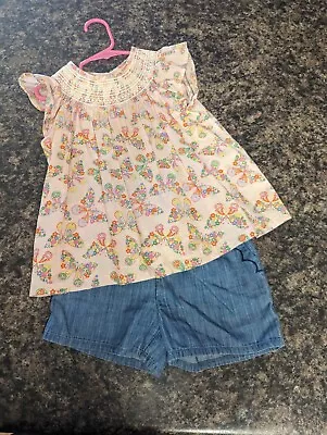 Girls Mini Boden 5-6y Smocked Top With 5y Chambray Shorts • $28