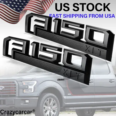 2X Side Fender Emblem For F-150 XLT Letter Badge Nameplate Matte Black 2015-2020 • $24.99