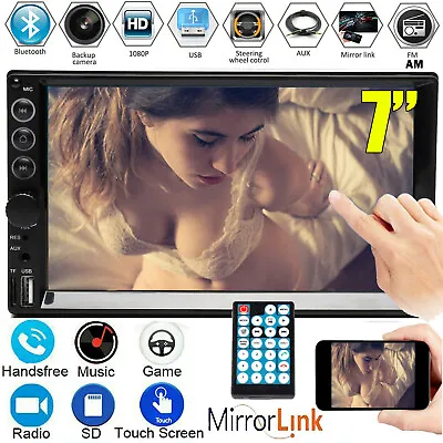 7  Double 2 DIN Bluetooth Car AM FM Stereo Radio MP5 Player Touch Screen In Dash • $51.81