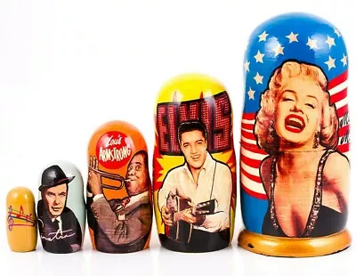 Marilyn Monroe Nesting Doll Set Elvis Presley Doll Louis Armstrong Sinatra • $33.95