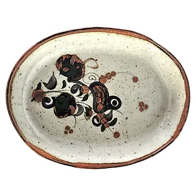 Vintage Mexican Bird Hand Painted Platter Oval Ceramic Brown Mexico • $45