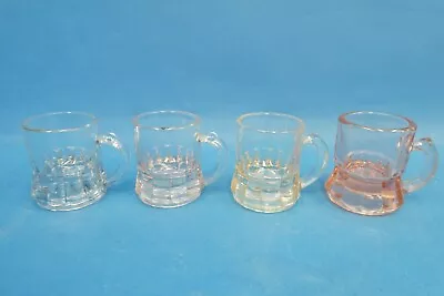 Lot Of 5 Clear Pink F Federal Glass Mini Beer Mug Shot  Glasses • $32