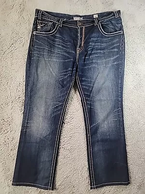 MEK DNM Mens Blue Denim Button Fly New York Straight Jeans Size 42X34 • $24