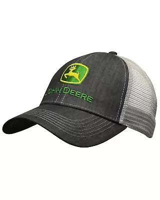 John Deere Men's Grey And White Embroidered Logo Mesh-Back Ball Cap  Grey • $18