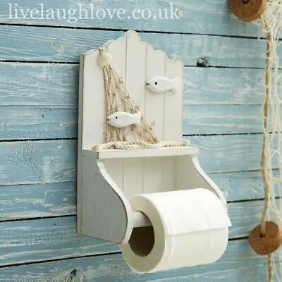 Nautical Painted Wooden Toilet Roll Holder • £22.95