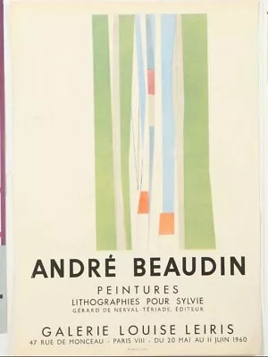 ANDRE BEAUDIN 1960 RARE ORIGINAL VINTAGE French Art Exhibition Poster MOURLOT • $229