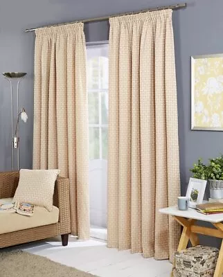 Balmoral Faux Wool Thick Yarn Lined Tape Top Pencil Pleat Curtains Pair • £34.99