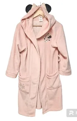  Disney Store Minnie Mouse Soft Fluffy Hooded Ears Dressing Gown Size 8 10 Pink • £13