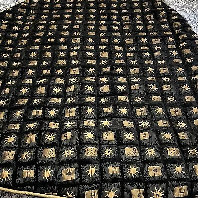 Black Gold Sun Moon Stars Bedspread Twin Jacquard Pillow Sham • $39.99