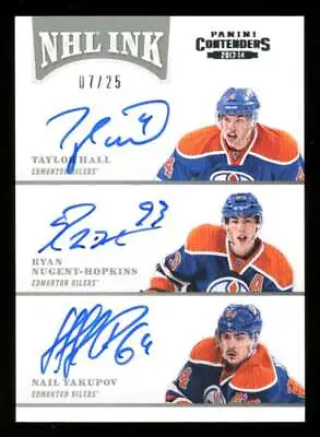 2013-14 Contenders Hall/Nugent-Hopkins/Yakupov Triple Auto 7/25 Oilers ES3692 • $37.49