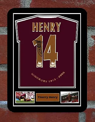 £8.45 • Buy Framed  Shirt Signed Thierry Henry Arsenal  Metal Sign  Mn Cave