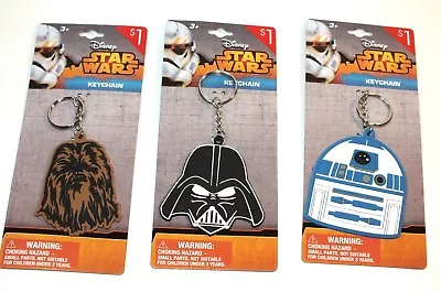 Disney Star Wars Vinyl Keychain 3 Keychains Darth Vader R2D2 Chewbacca Movie • $6