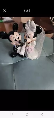 Disney Bride And Groom Mickey & Minnie Mouse Porcelain Wedding Figurine 5.5” • $25