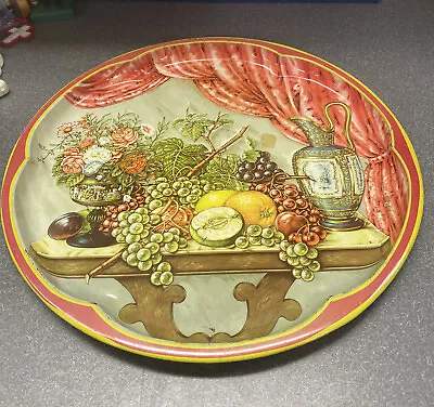 Tray Daher Decorated Ware 16” Metal Platter Still Life Fruit Floral VTG 1960s? • $9