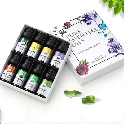 10ml Pure Essential Oils Gift Set 8Pcs Aromatherapy Spa Natural Essential Oils • £11.40