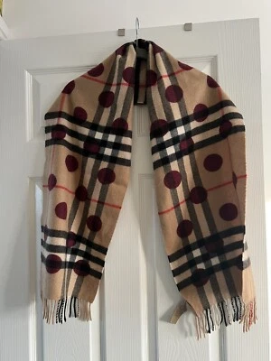 £145 • Buy Burberry Scarf - Burberry Cashmere Scarf - Burberry Camel Check Scarf / Dot