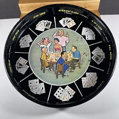 VTG ESTATE Masonware 13” Humorous Illustrated Poker Tray • $19.49