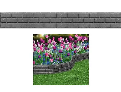 Grey Garden Border Edging Brick Eco Friendly Recycled Flexi Rubber 1.2M X 15cm • £24.39