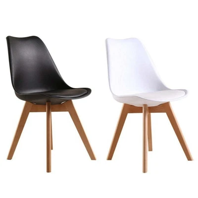 $242.99 • Buy Padded Retro Replica Dining Chairs Cafe Kitchen Beech Chair Cafe Kitchen Black/W