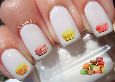 Macaron Nail Art Stickers Transfers Decals Set Of 58 - A1037 • $4.50