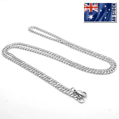 Wholesale 316L Stainless Steel 3MM Flat Curb Link Necklace NK Chain For Pendants • $3.95