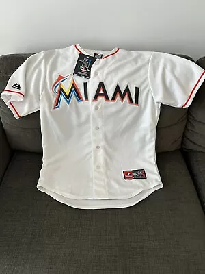 Majestic Miami Marlins Jose Reyes #7 White Baseball MLB Jersey Men's Size: M • $69.99