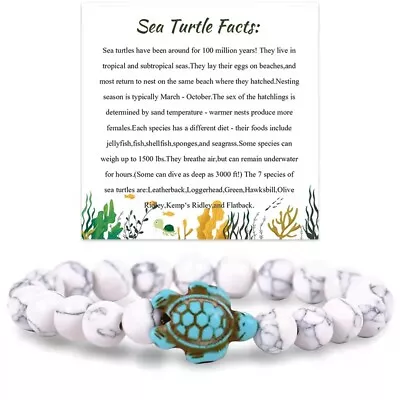 2024 Turquoise Natural Stone Turtle Beaded Elastic Bracelet Women Men Jewelry • $2.09